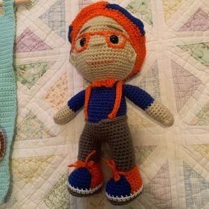 Tag # 85 Blippi doll, new hand crocheted amigurumi